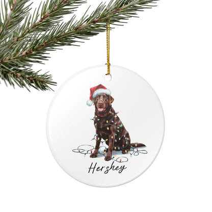Chocolate Labrador Retriever Ornament, Personalized Dog Christmas Decor