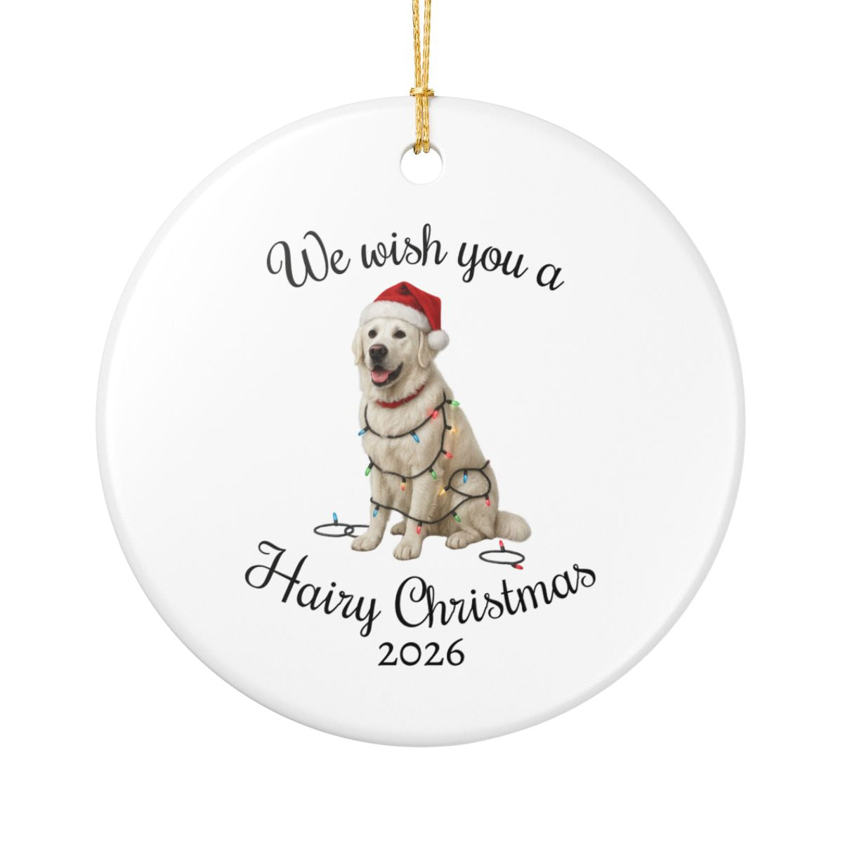 English Cream Golden Retriever We Wish You a Hairy Christmas Ornament