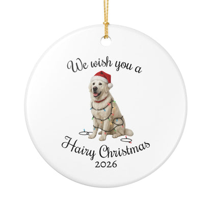 English Cream Golden Retriever We Wish You a Hairy Christmas Ornament