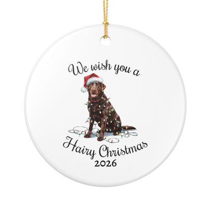 Christmas Chocolate Labrador Ornament, Christmas Lights Dog Keepsake