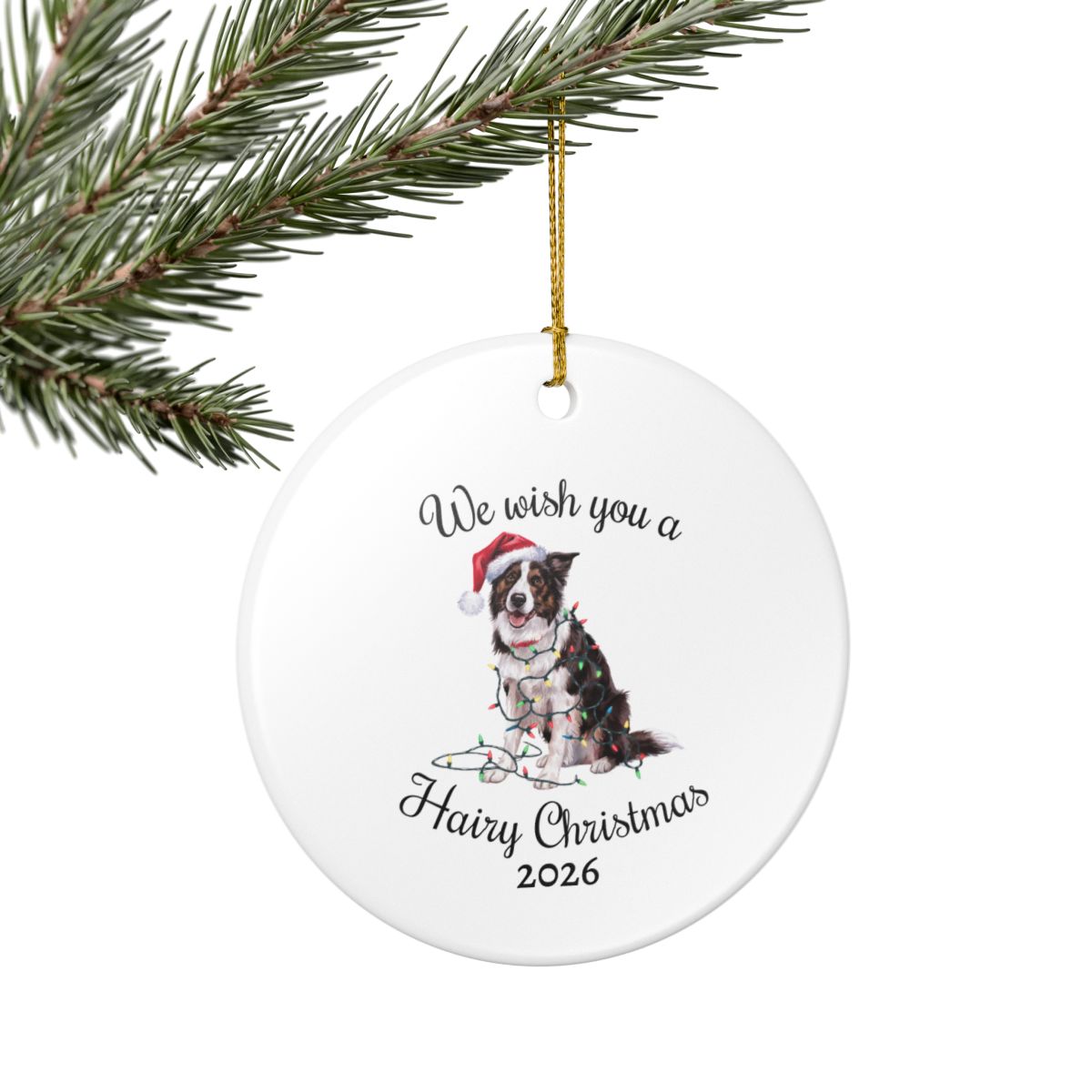Christmas Border Collie Ornament, Border Collie Mom, Christmas Lights Dog Keepsake, Christmas Dog, Gift For Dog Lover, Border Collie