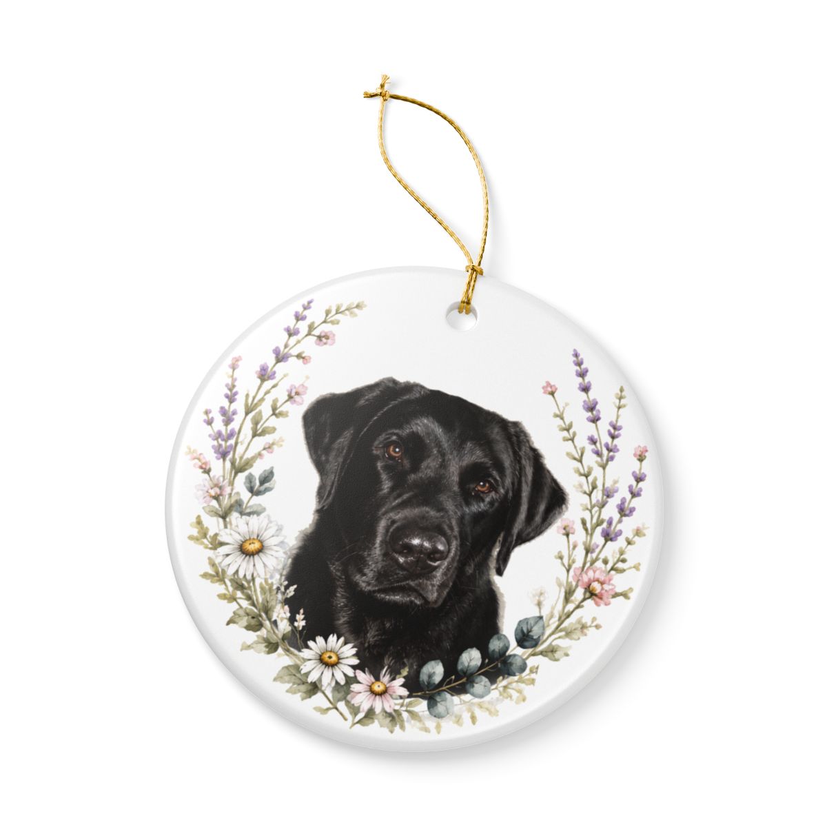 Personalized Pet Memorial Ornament, Custom Wildflower Dog Photo Hardest Goodbye Keepsake