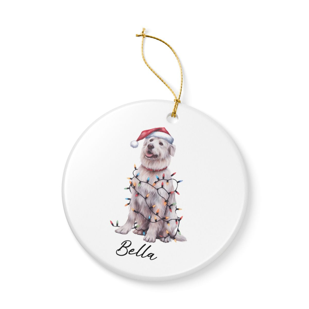 Personalized Kuvasz Dog Ornament: Ceramic Pet Christmas Keepsake with Lights