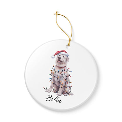 Personalized Kuvasz Dog Ornament: Ceramic Pet Christmas Keepsake with Lights