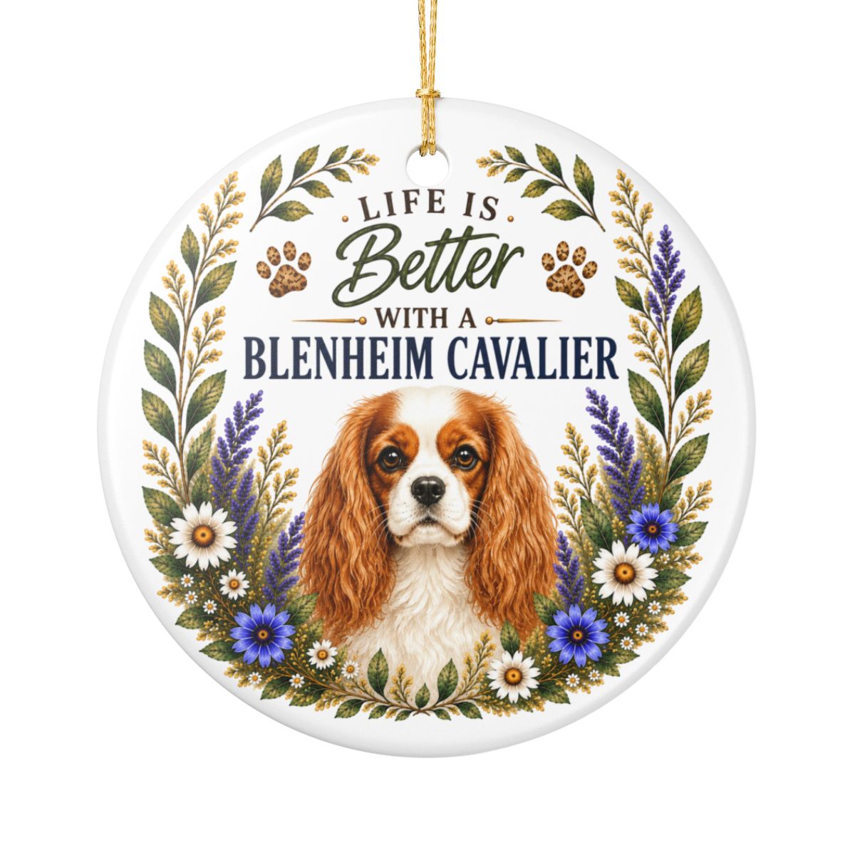 Blenheim Cavalier Ornament, Cavalier King Charles Spaniel Gift, Dog Mom Keepsake, Dog Lover Gift