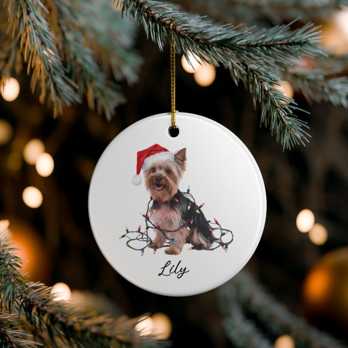 Yorkshire Terrier Ornament, Personalized Dog Christmas Keepsake