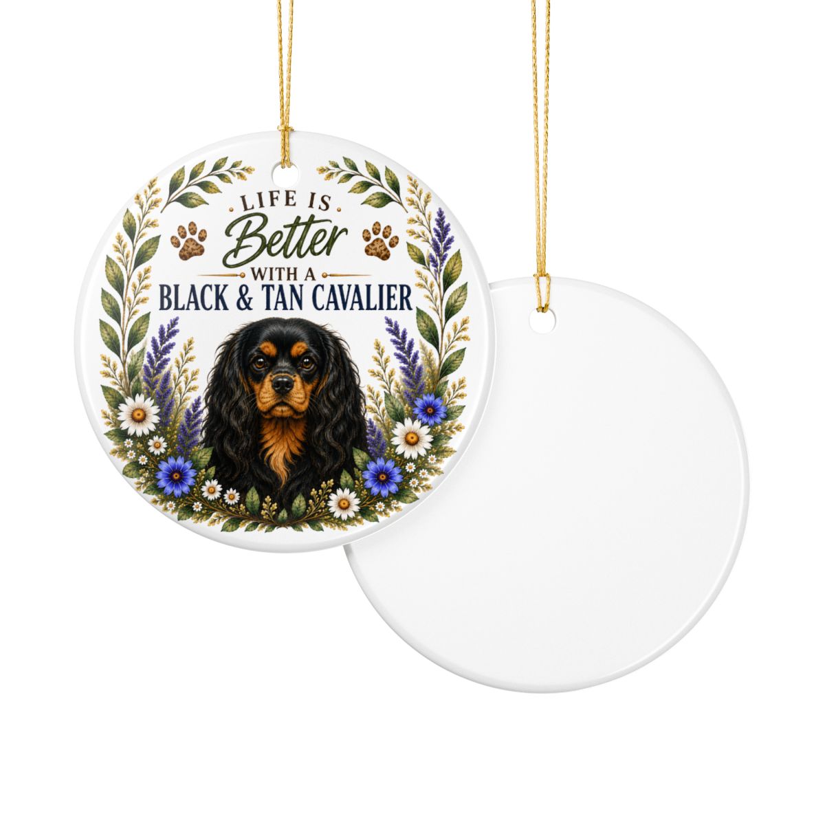 Black and Tan Cavalier Ornament, Cavalier King Charles Spaniel Gift, Dog Lover Keepsake