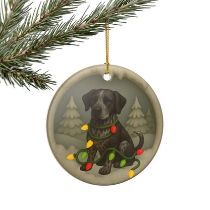 Personalized Black German Shorthaired Pointer Christmas Ornament, 3D Clay-Style Dog Keepsake with Lights