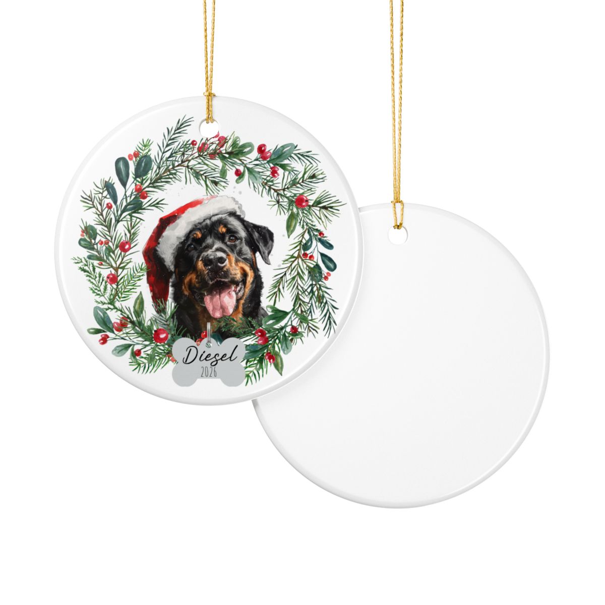 Personalized Rottweiler Christmas Ornament