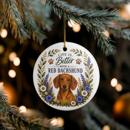 Red Dachshund Ornament, Doxie Lover Gift, Dachshund Mom Gift, Wiener Dog Keepsake