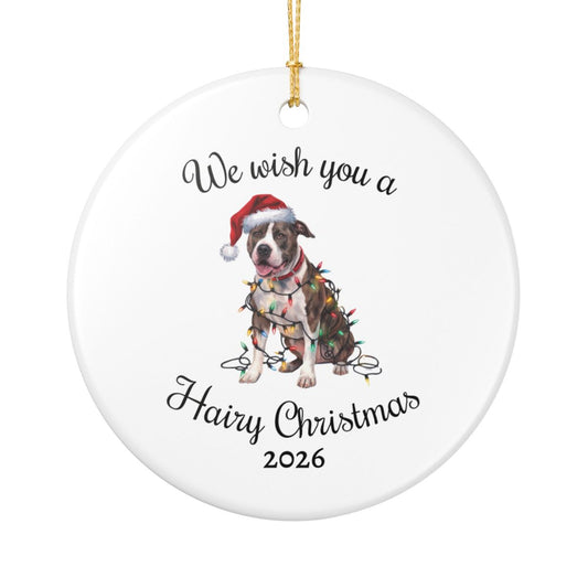Christmas Pitbull Ornament, Christmas Lights Dog Keepsake