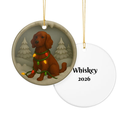 Personalized Irish Setter Christmas Ornament, 3D Clay-Style Dog Keepsake with Lights