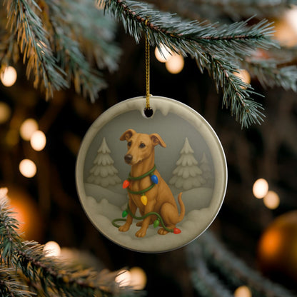 Personalized Greyhound Christmas Ornament, 3D Clay-Style Dog Keepsake with Lights