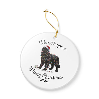 Christmas Black Newfoundland Ornament, Christmas Lights Dog Keepsake