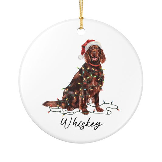Personalized Irish Setter Christmas Ornament, Dog Lover Holiday Keepsake, Ceramic Tree Decor