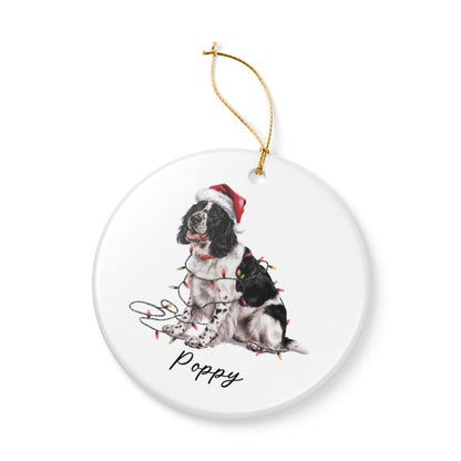 Personalized Black Springer Spaniel Ornament, Christmas Dog Decor
