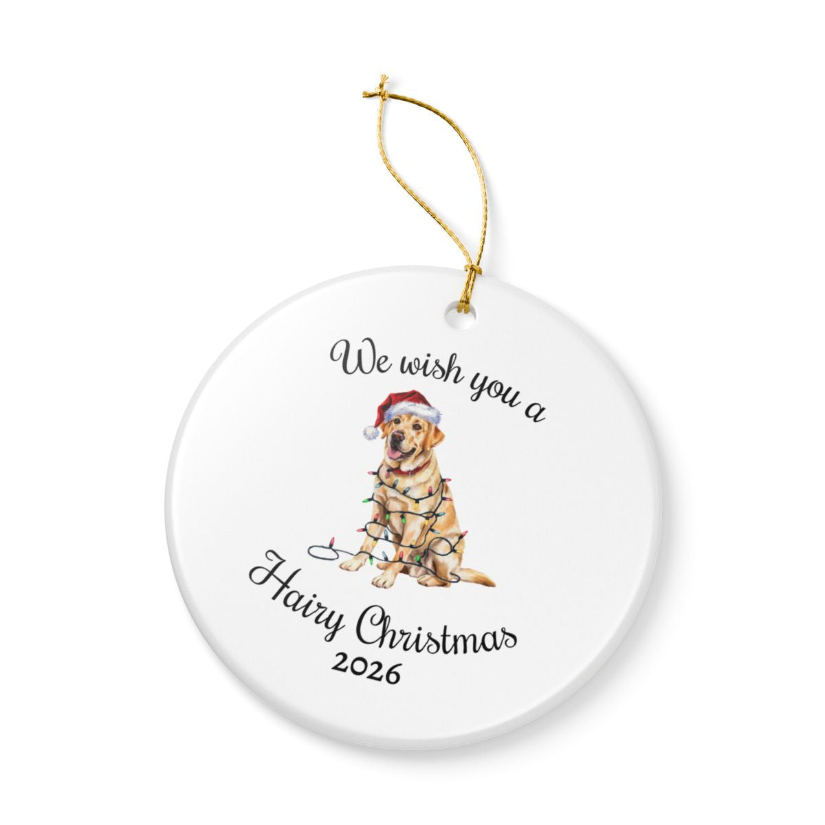 Christmas Yellow Labrador Ornament, Christmas Lights Dog Keepsake