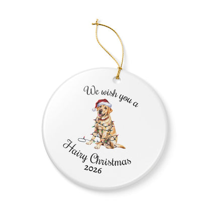 Christmas Yellow Labrador Ornament, Christmas Lights Dog Keepsake