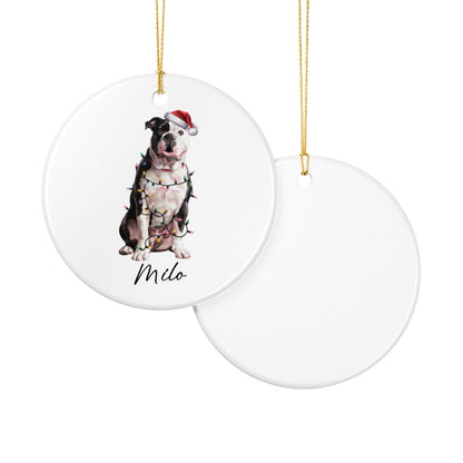 Personalized American Bulldog Christmas Ornament, Dog Name Holiday Decor