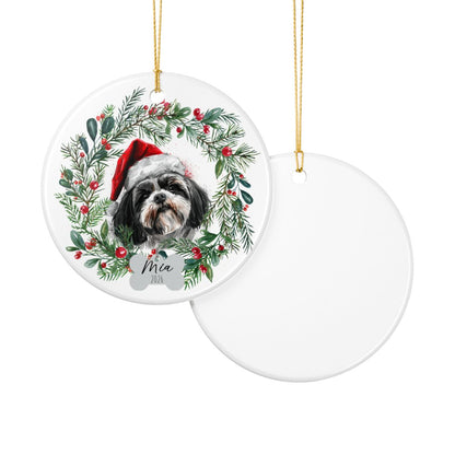 Personalized Shih Tzu Ornament, Custom Dog Christmas Keepsake, Customized Pet Name Ornament, Pet Memorial Ornament, Custom Dog Keepsake
