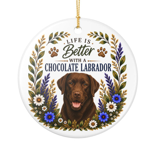 Chocolate Lab Ornament, Labrador Retriever Gift, Chocolate Lab Mom Gift, Dog Lover Keepsake