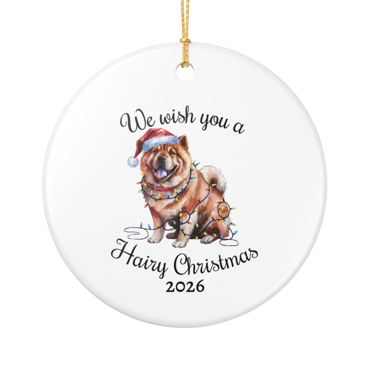 Christmas Chow Chow Ornament, Christmas Lights Dog Keepsake