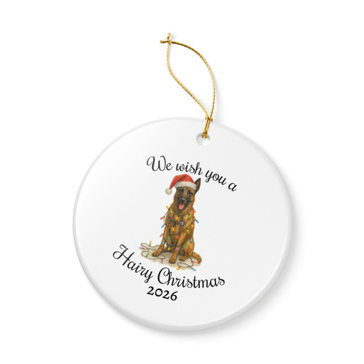 Christmas Belgian Malinois Ornament, Dog Lover Christmas Gift, Ceramic Tree Decoration, Holiday Keepsake, Personalized