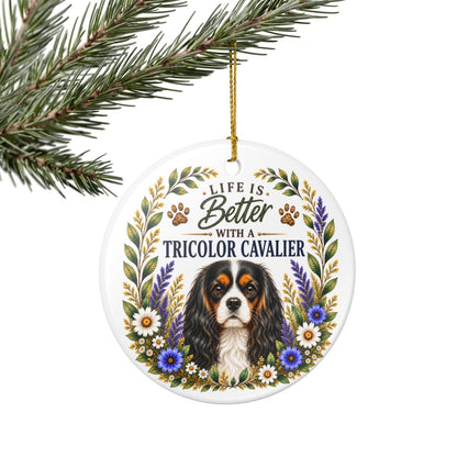 Tricolor Cavalier Ornament, Cavalier King Charles Spaniel Gift, Dog Mom Keepsake, Cavalier Lover Gift