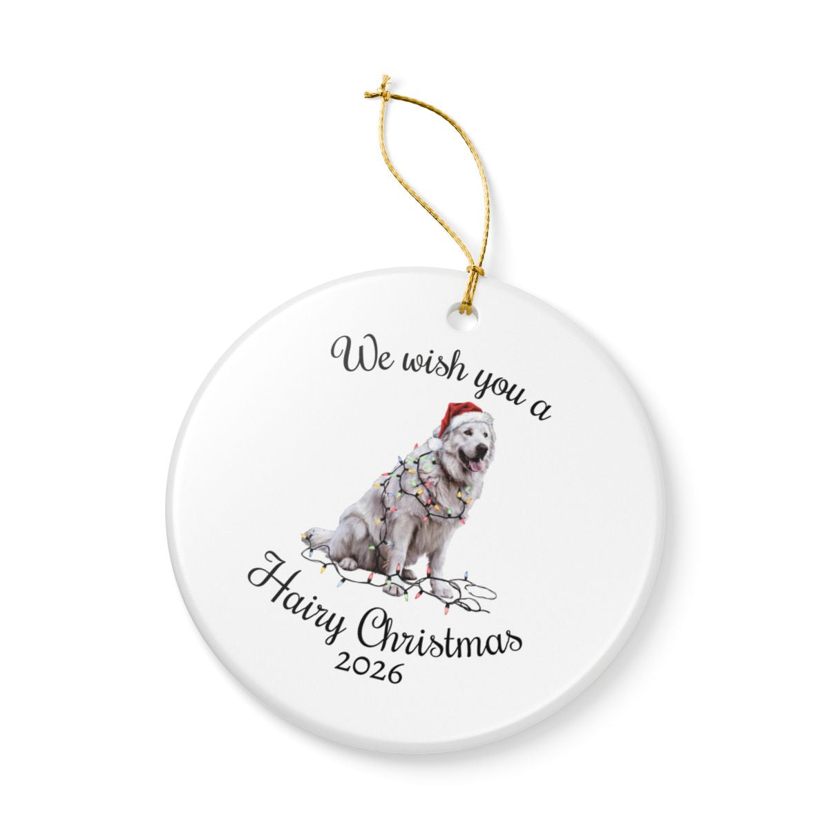 Christmas Great Pyrenees Ornament, Christmas Lights Dog Keepsake