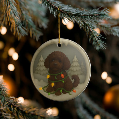 Personalized Portuguese Water Dog Christmas Ornament, 3D Clay-Style Dog Keepsake with Lights