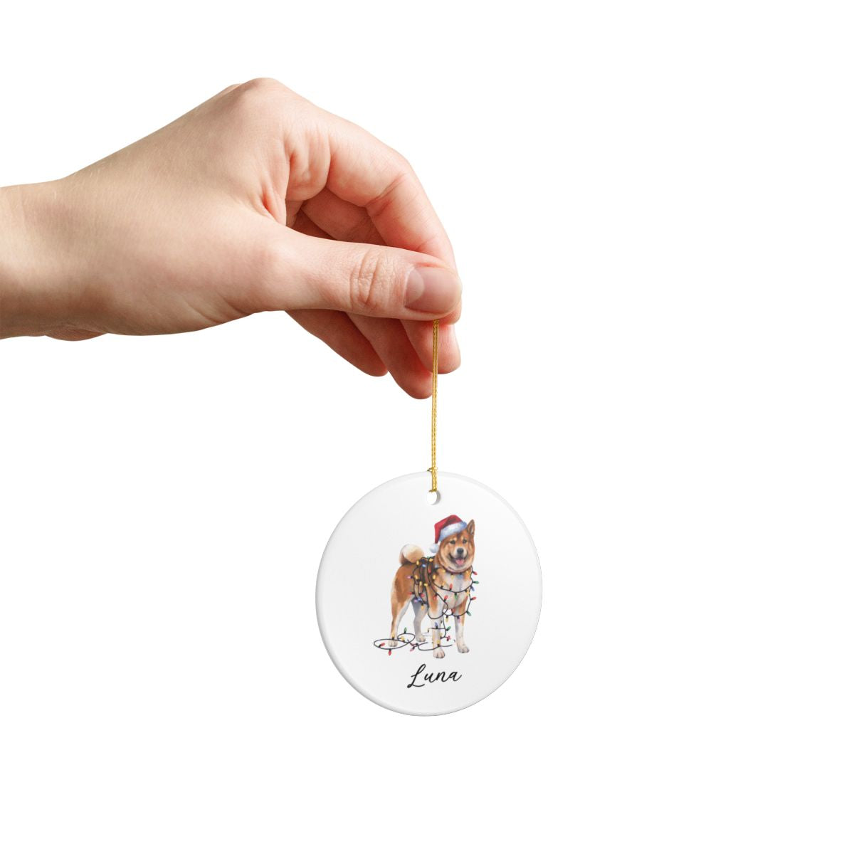 Personalized Akita Christmas Lights Ornament