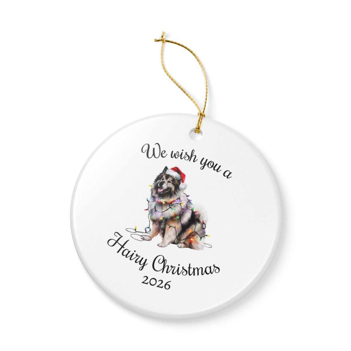 Christmas Keeshond Ornament, Christmas Lights Dog Keepsake