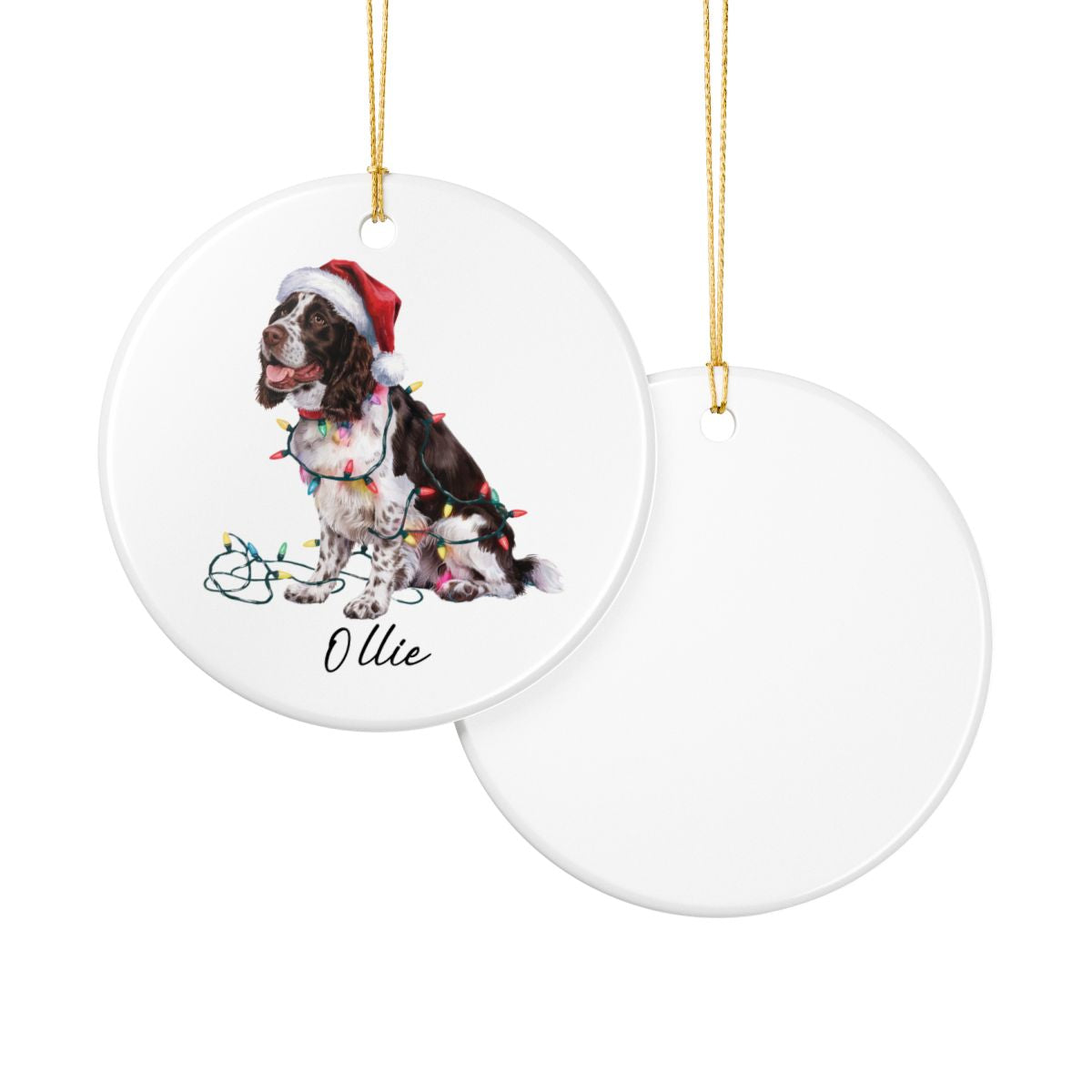 Personalized Brown Springer Spaniel Ornament, Christmas Dog Ornament