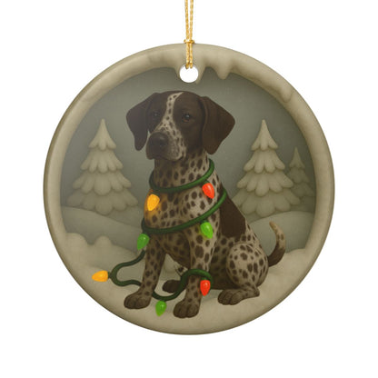 Personalized Brown German Shorthaired Pointer Christmas Ornament, 3D Clay-Style Dog Keepsake with Lights