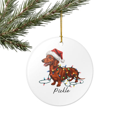 Personalized Red Dachshund Ornament, Dog Christmas Ornament, Custom Pet Name Holiday Decor Gift