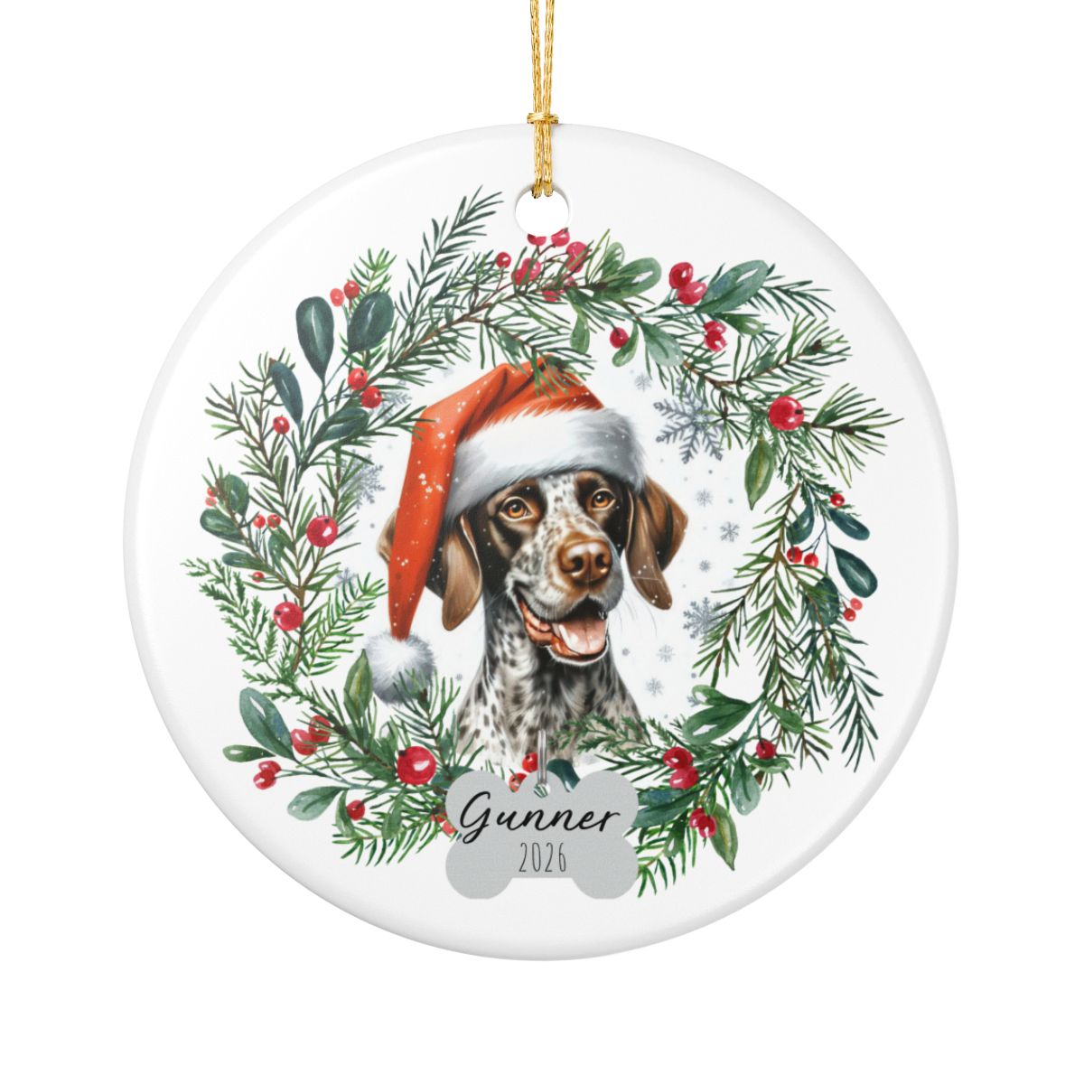 Personalized German Shorthaired Pointer Christmas Ornament