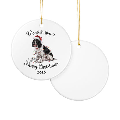 Christmas Black Springer Spaniel Ornament, Christmas Lights Dog Keepsake