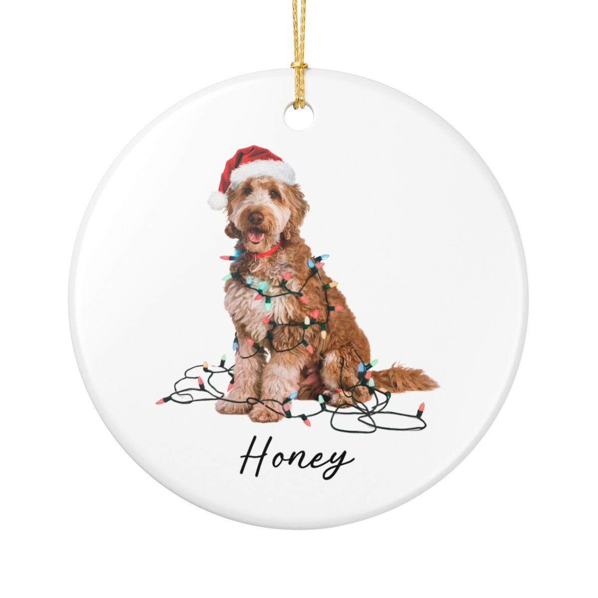 Personalized Goldendoodle Ceramic Ornament, Dog Lover Holiday Keepsake, Festive Xmas Tree Decoration