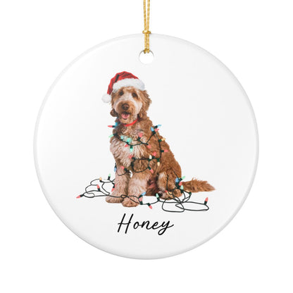 Personalized Goldendoodle Ceramic Ornament, Dog Lover Holiday Keepsake, Festive Xmas Tree Decoration