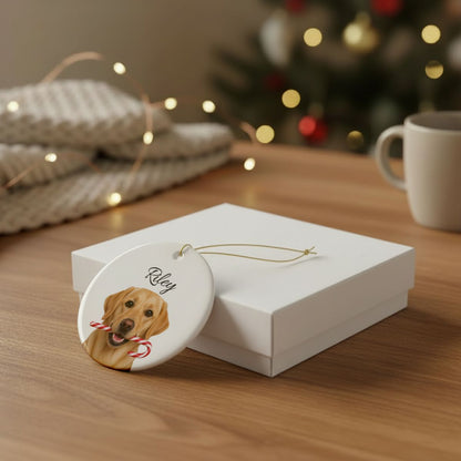 Personalized Yellow Lab Ornament, Custom Dog Name Christmas Ornament, Labrador Retriever Gift, Dog Lover Gift