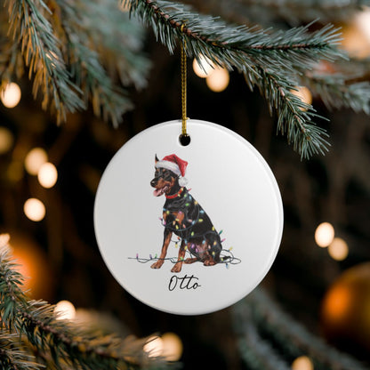 Personalized German Pinscher Christmas Ornament, Custom Dog Holiday Keepsake, Ceramic Pet Lover Decor