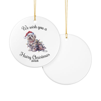 Christmas Maltese Ornament, Christmas Lights Dog Keepsake