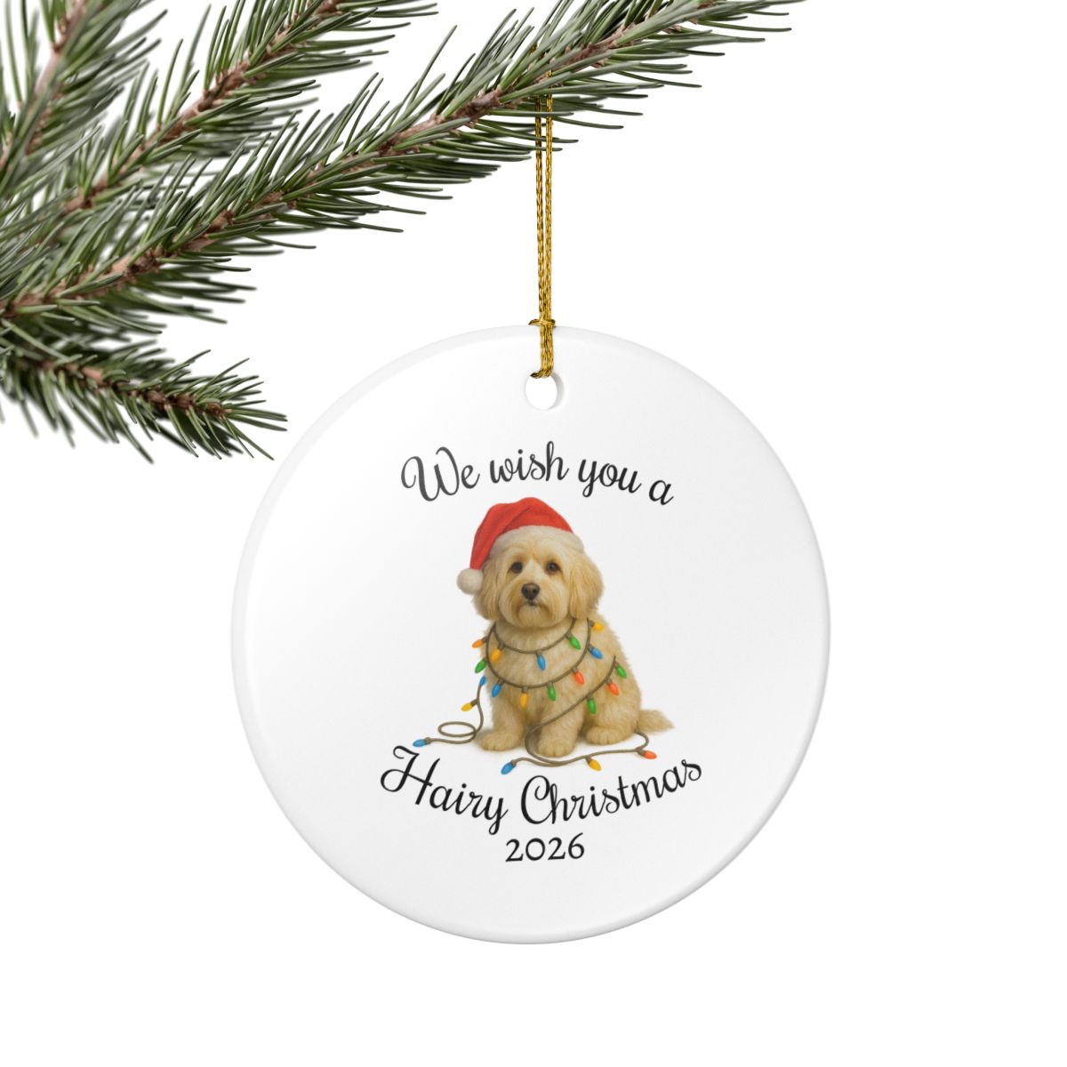 Christmas Havanese Ornament, Christmas Lights Dog Keepsake