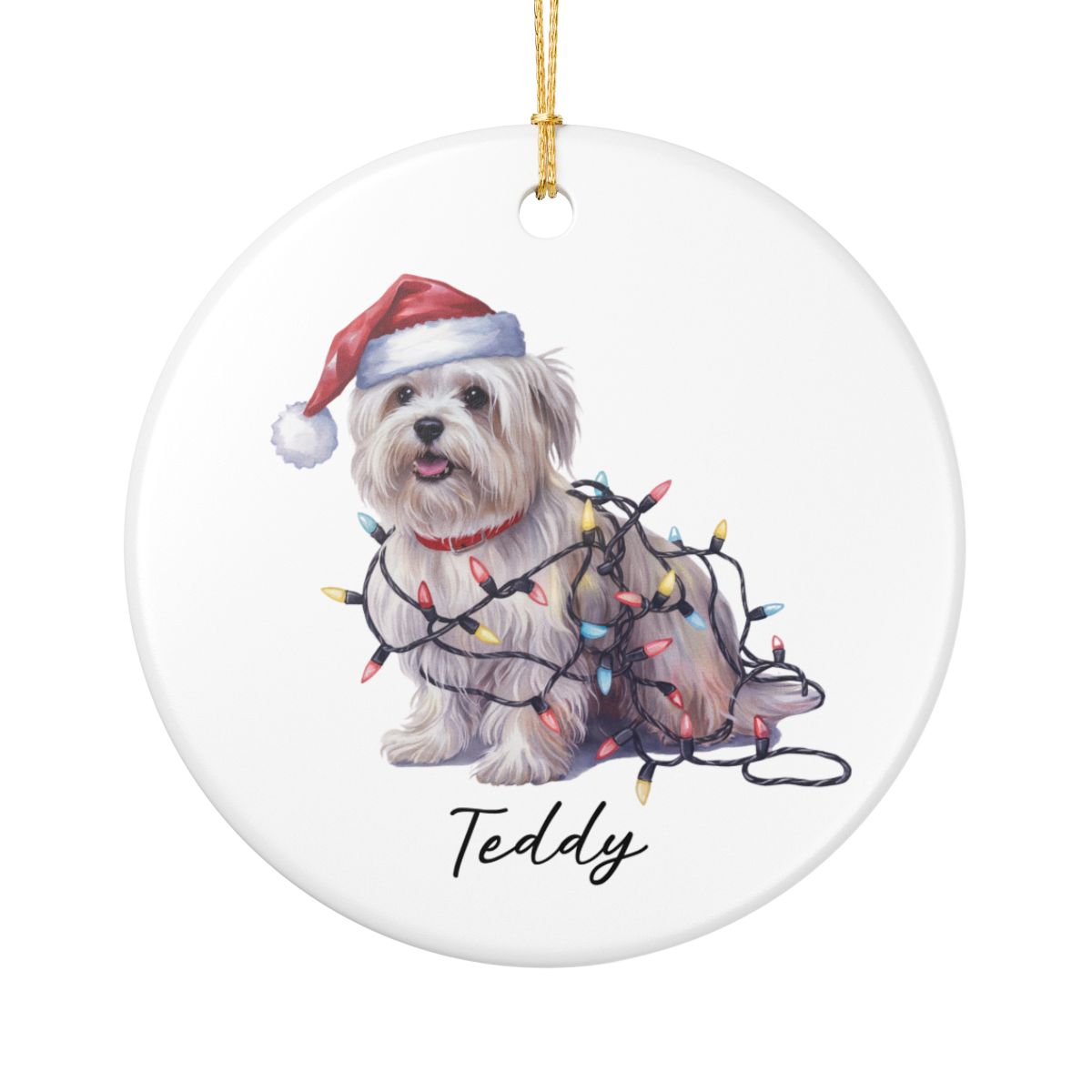 Maltese Christmas Ornament, Personalized Dog Keepsake