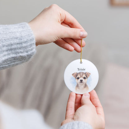 Personalized Watercolor Pet Ornament Custom Dog Cat Photo Christmas Gift