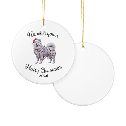 Christmas Samoyed Ornament, Christmas Lights Dog Keepsake