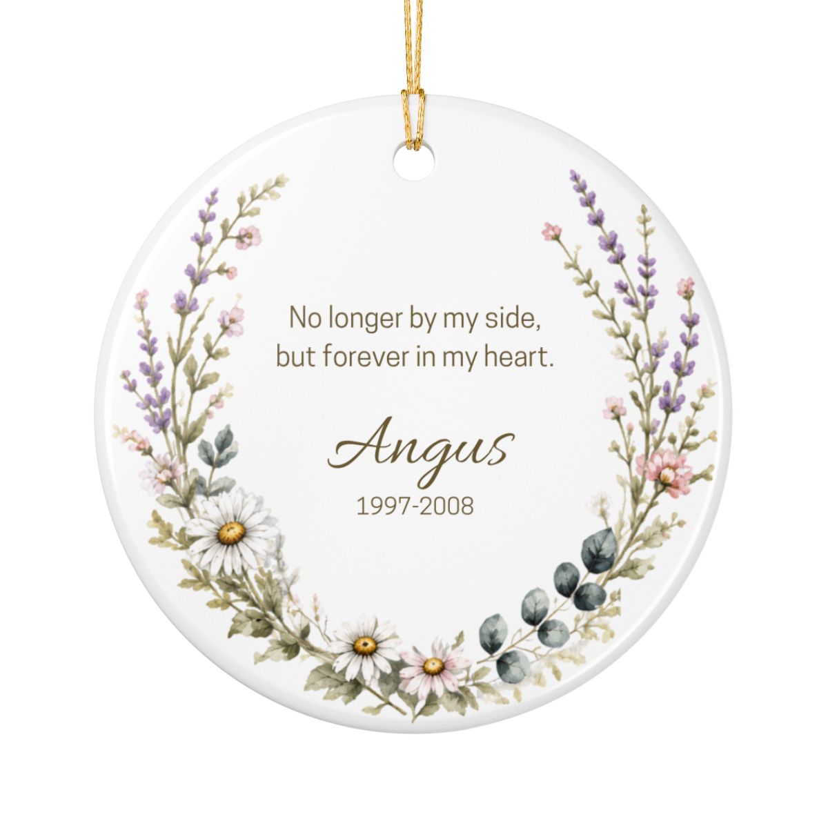 Personalized Pet Memorial Ornament, Custom Dog Photo Wildflower Remembrance Keepsake Gift
