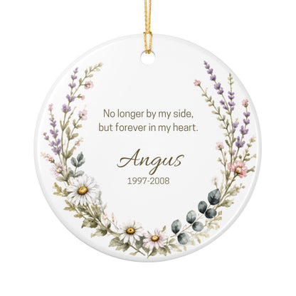 Personalized Pet Memorial Ornament, Custom Dog Photo Wildflower Remembrance Keepsake Gift