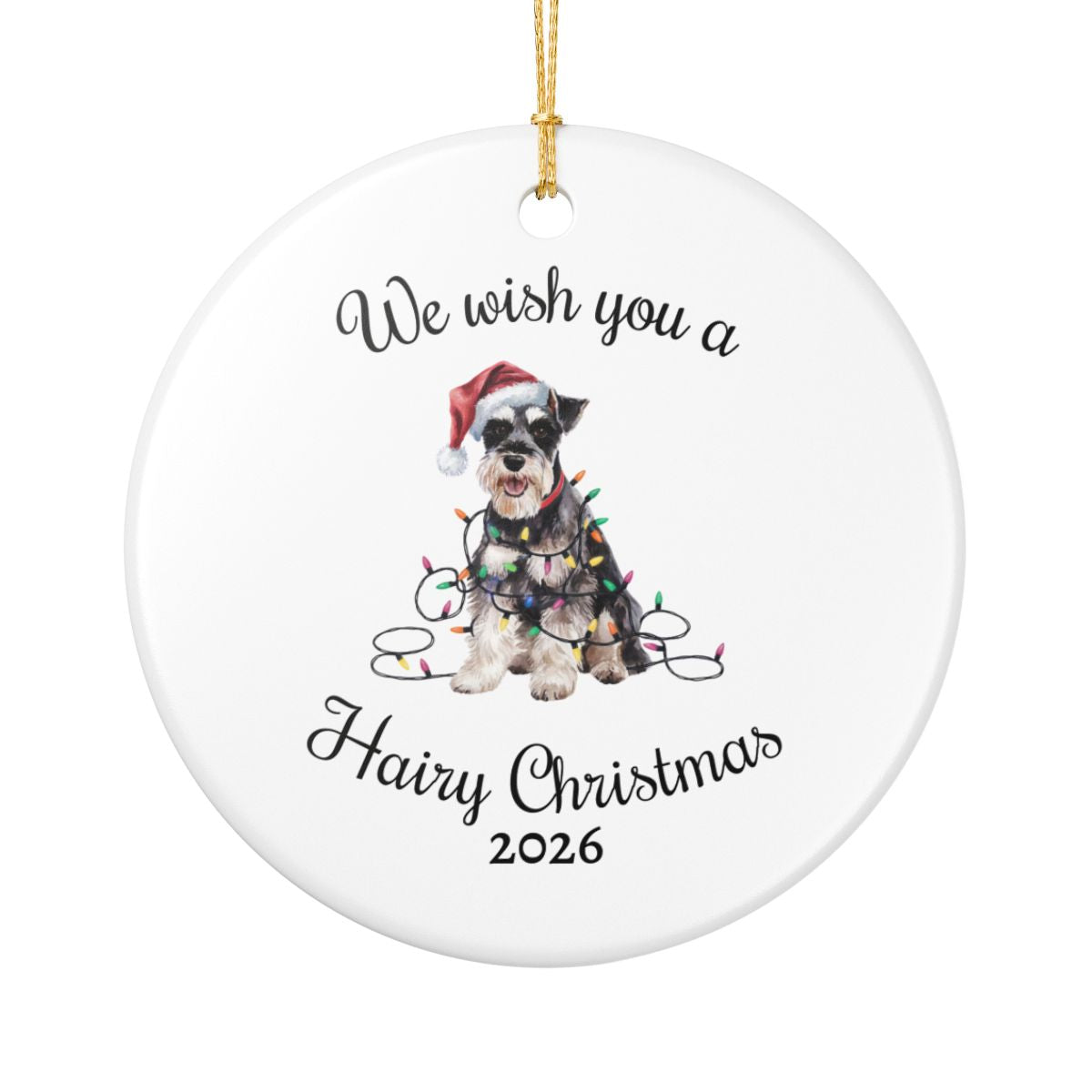 Christmas Schnauzer Ornament, Christmas Lights Dog Keepsake