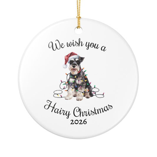 Christmas Schnauzer Ornament, Christmas Lights Dog Keepsake
